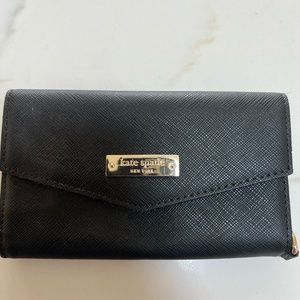 Kate Spade Travel Wristlet Wallet Black Leather